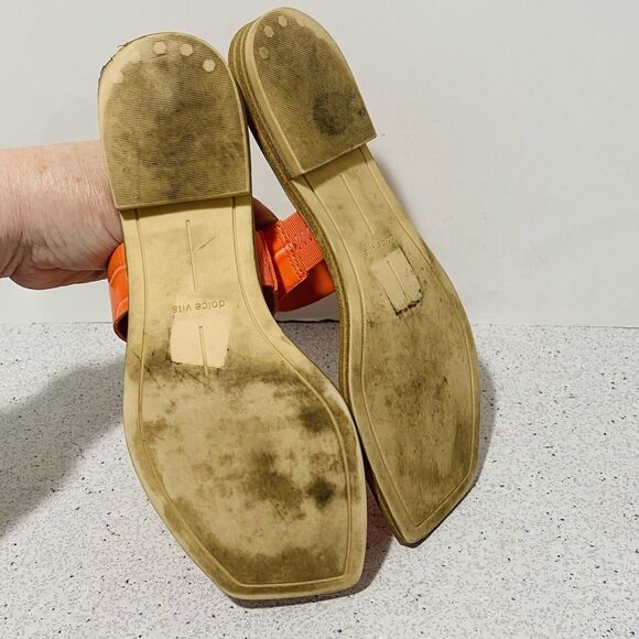 Dolce Vita Isaac Sandals 6.5M Orange Moc Croc Strappy Slides Low Heel Beachy - Picture 6 of 8